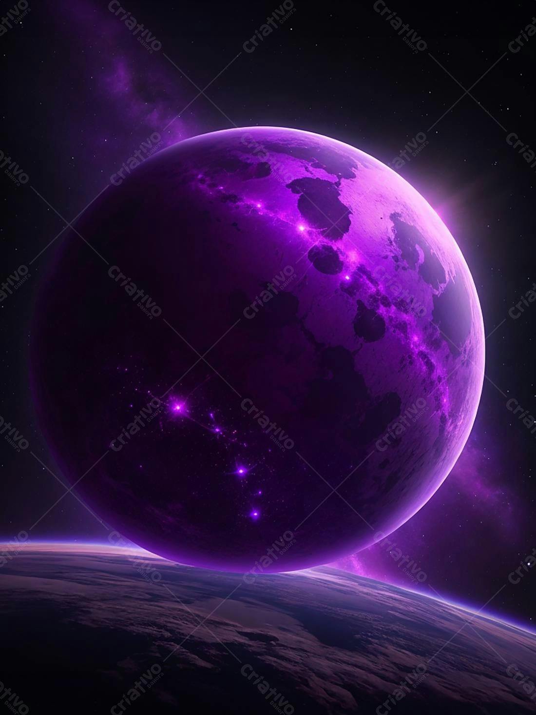 Planeta Roxo em Espaço Profundo