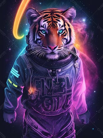 Tigre astronauta, espaço, galáxia