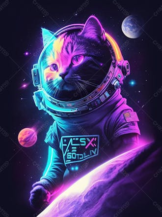 Gato astronauta na galáxia estrelas