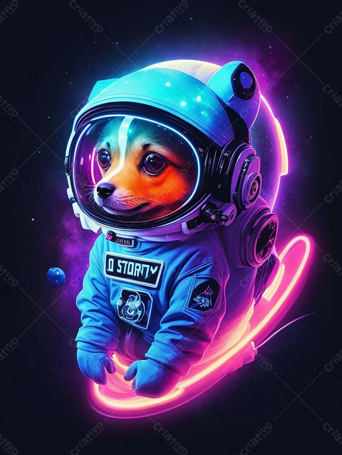 Corgi Astronauta em traje espacial neon