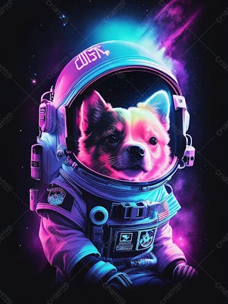 Cachorro astronauta na galáxia estrelas