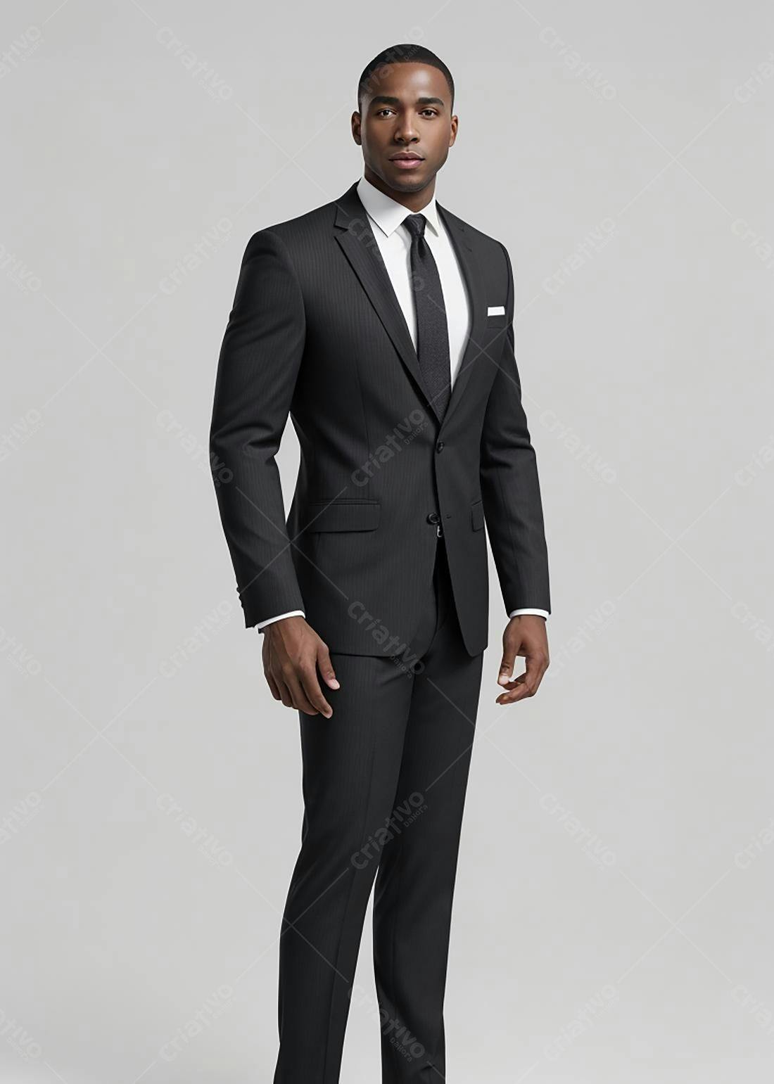 Homem negro usando terno preto elegante