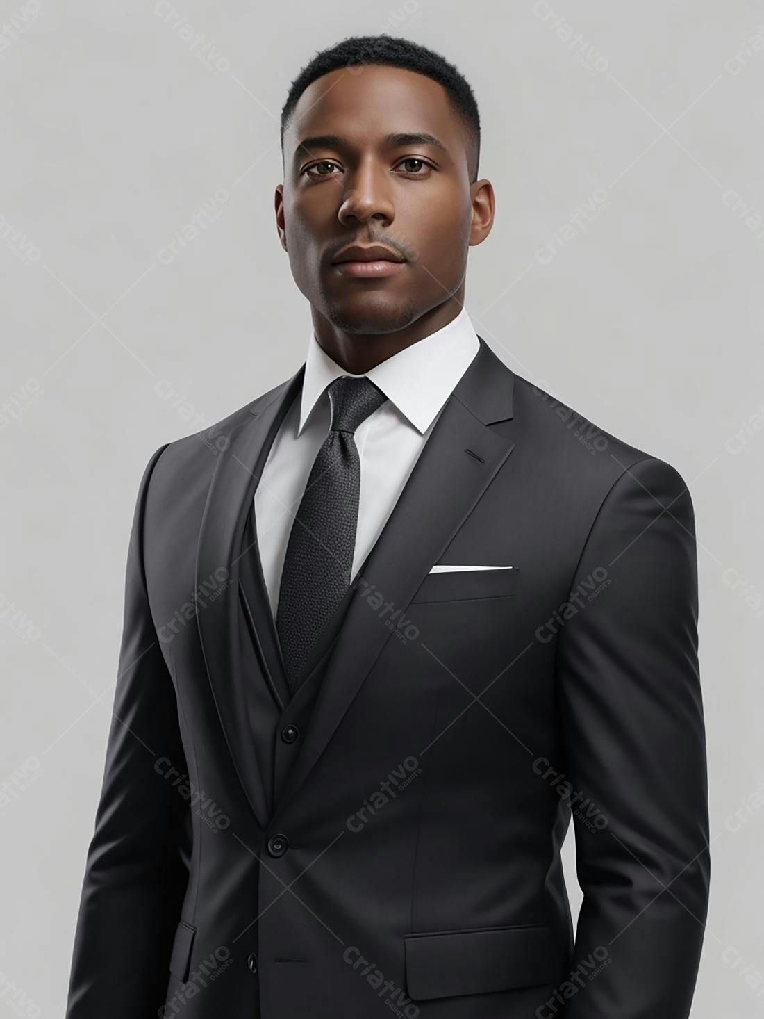 Homem negro em terno preto elegante