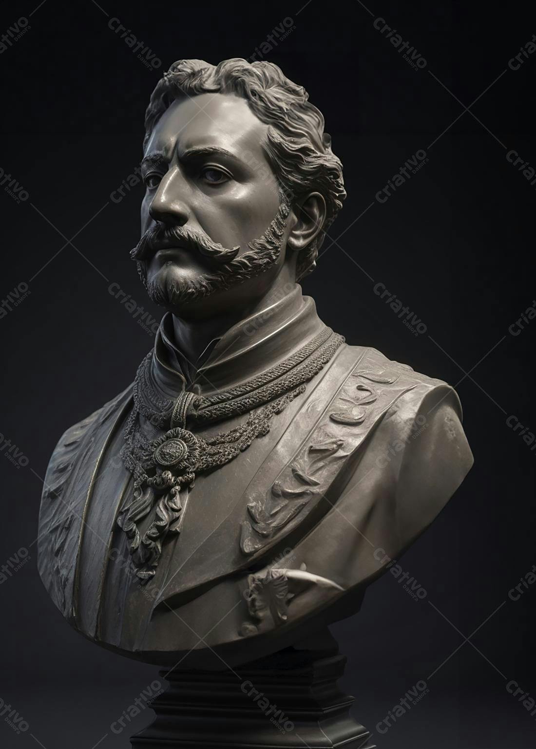 Busto de homem em tons de cinza
