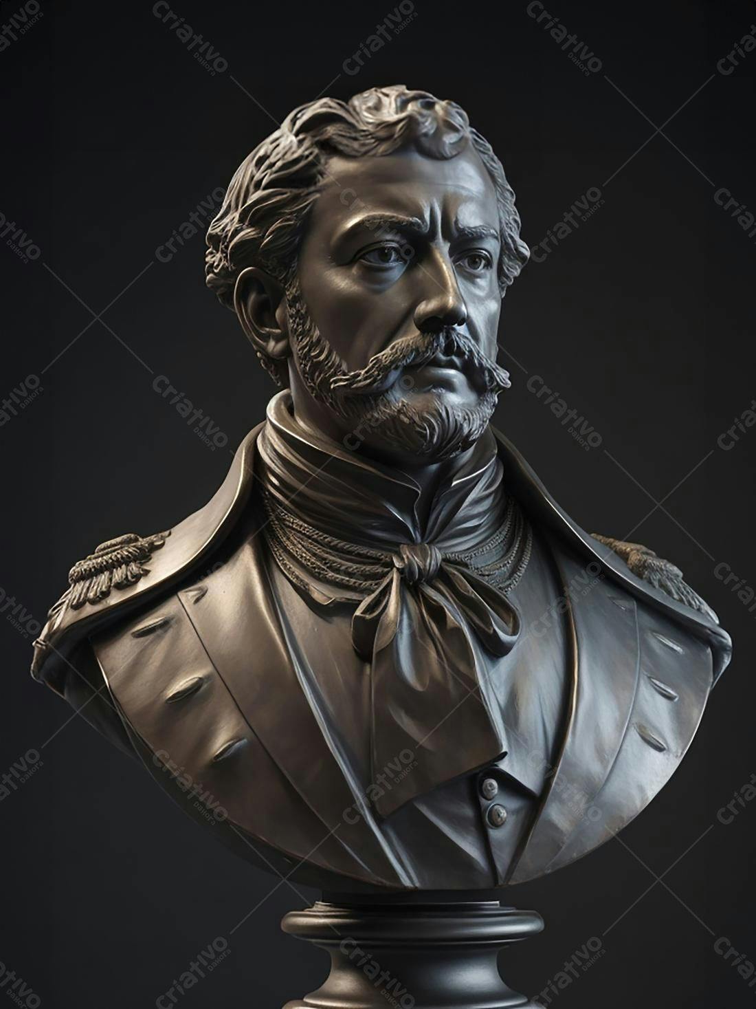 Busto de homem em uniforme militar