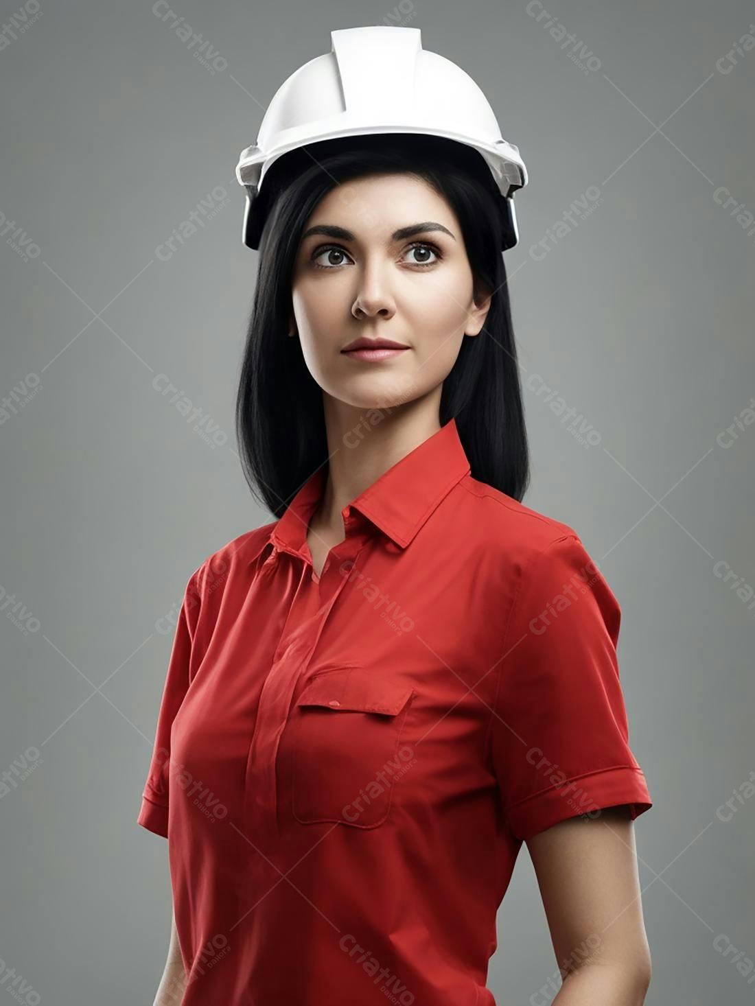 Engenheira com capacete branco
