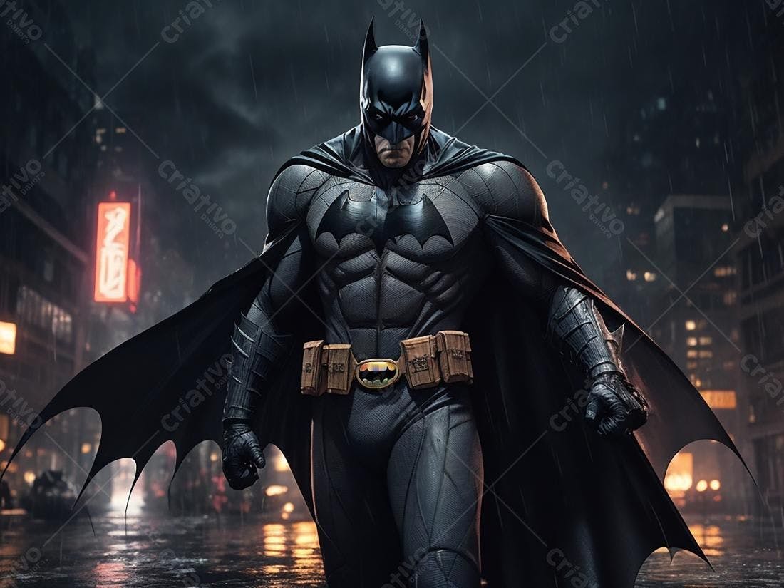 Batman sob chuva em Gotham