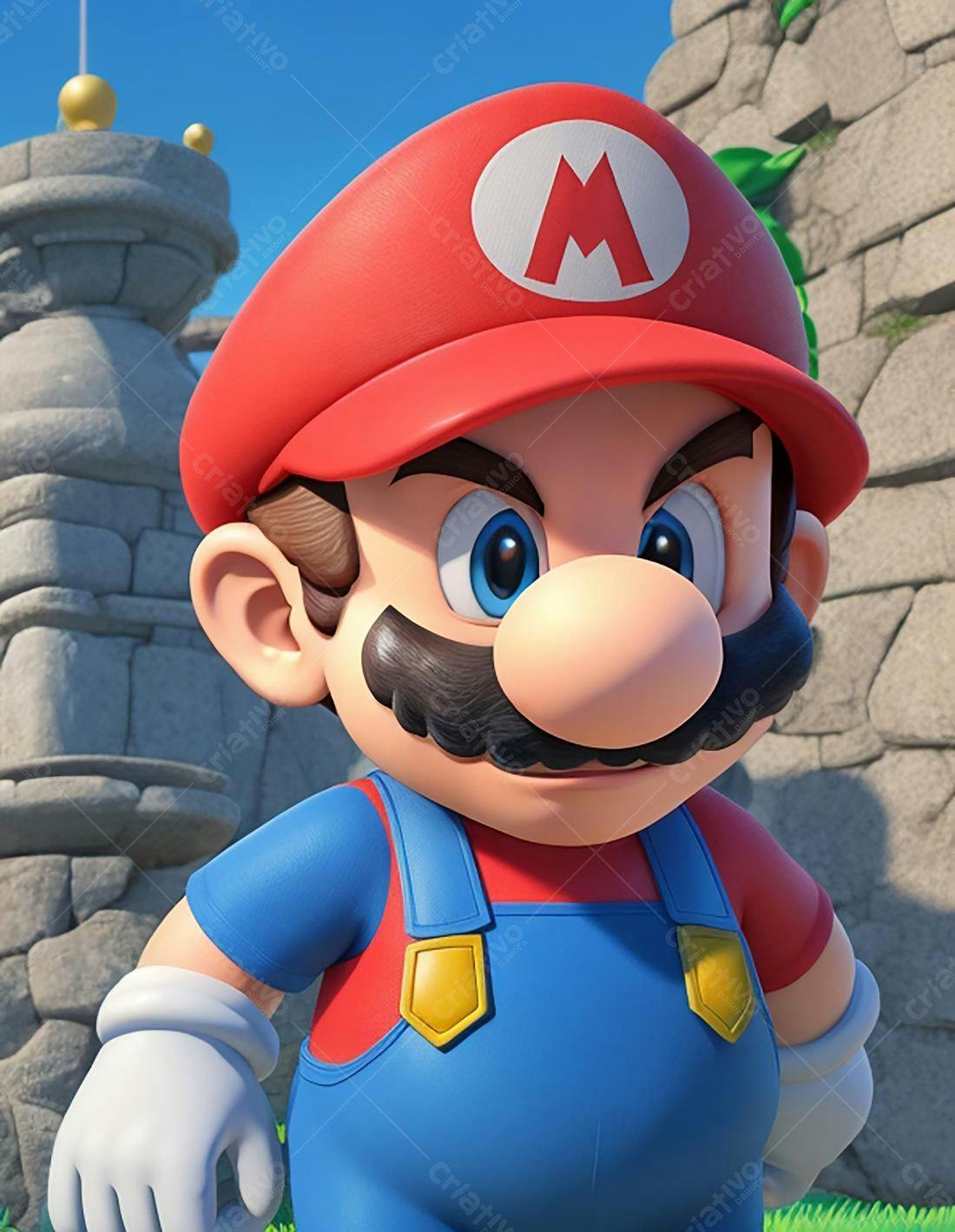 Mario em cenário de castelo