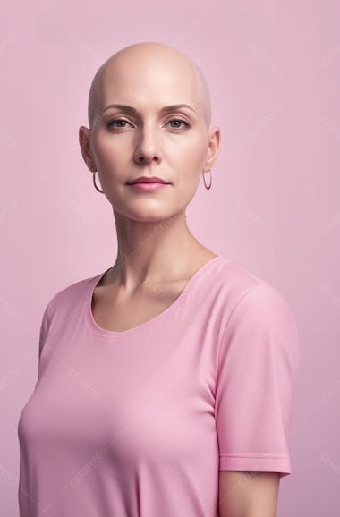 Mulher careca, combate contra o câncer, outubro rosa