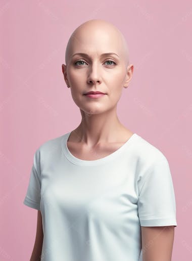 Mulher careca, combate contra o câncer, outubro rosa