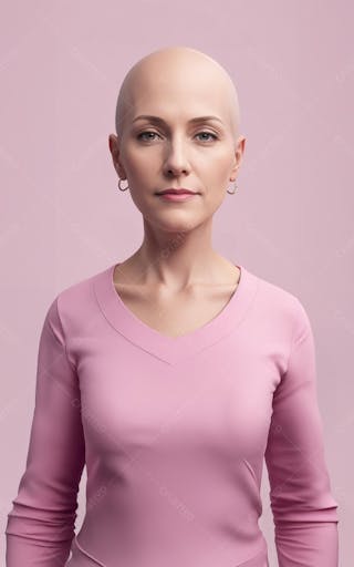 Mulher careca, combate contra o câncer, outubro rosa