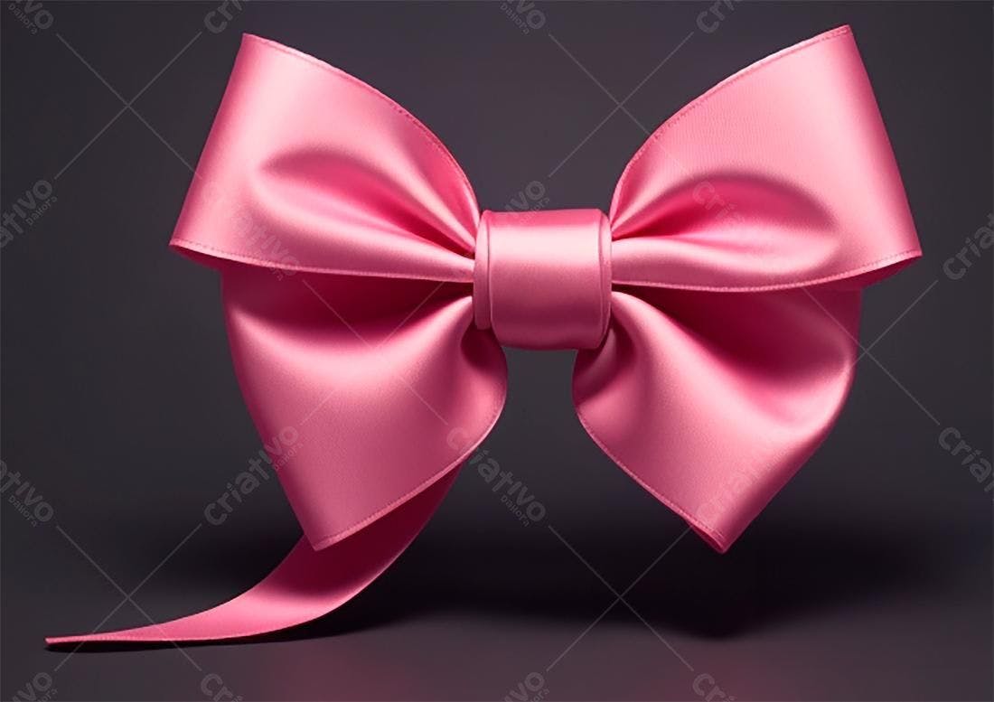 Laço de fita rosa claro sobre fundo escuro