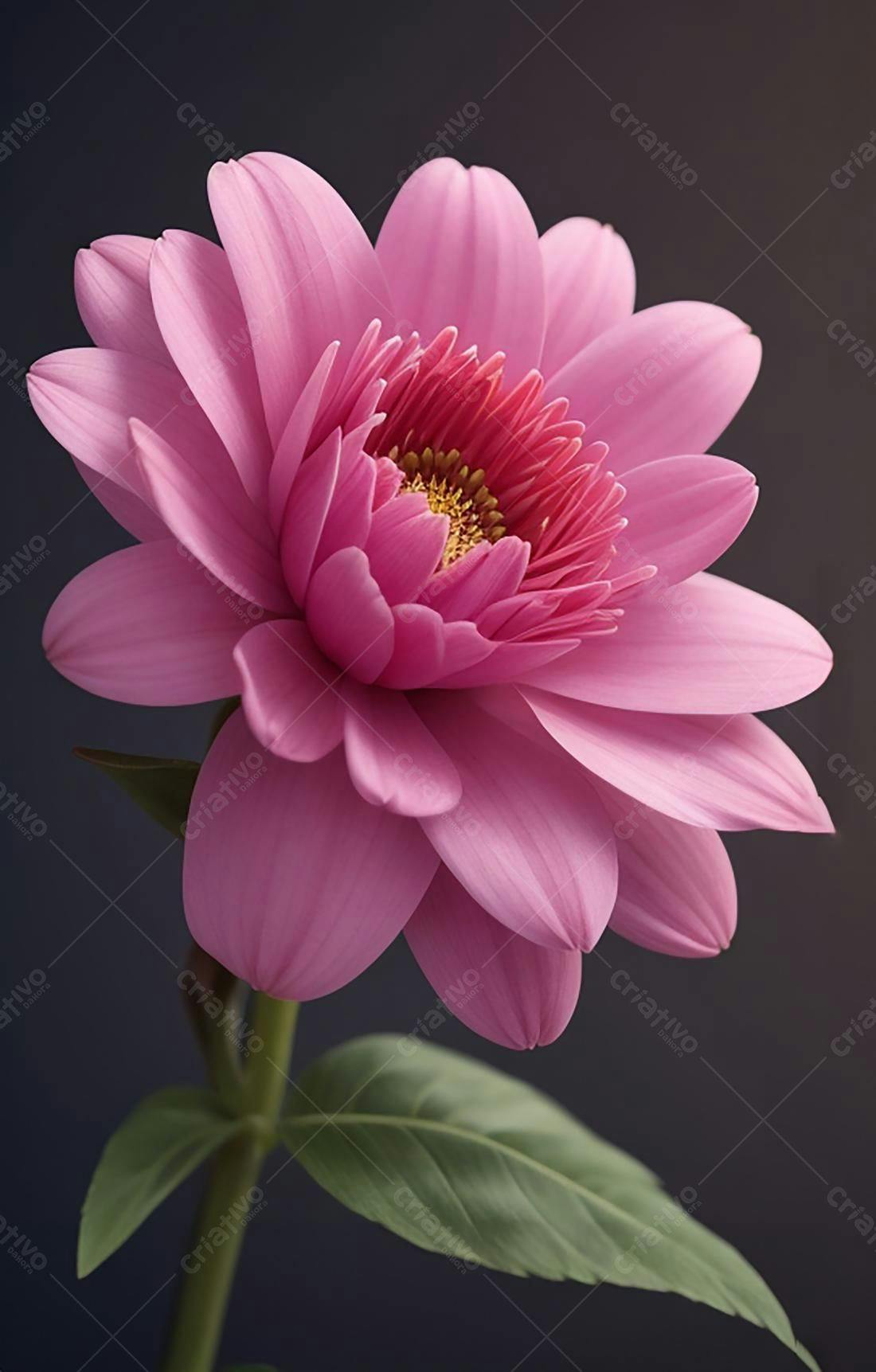 Flor rosa delicada fundo escuro