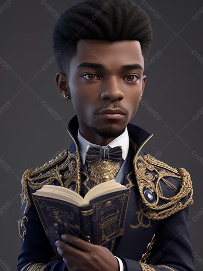 Um Estudante negro dos tempos antigos, com um traje fino, majestoso