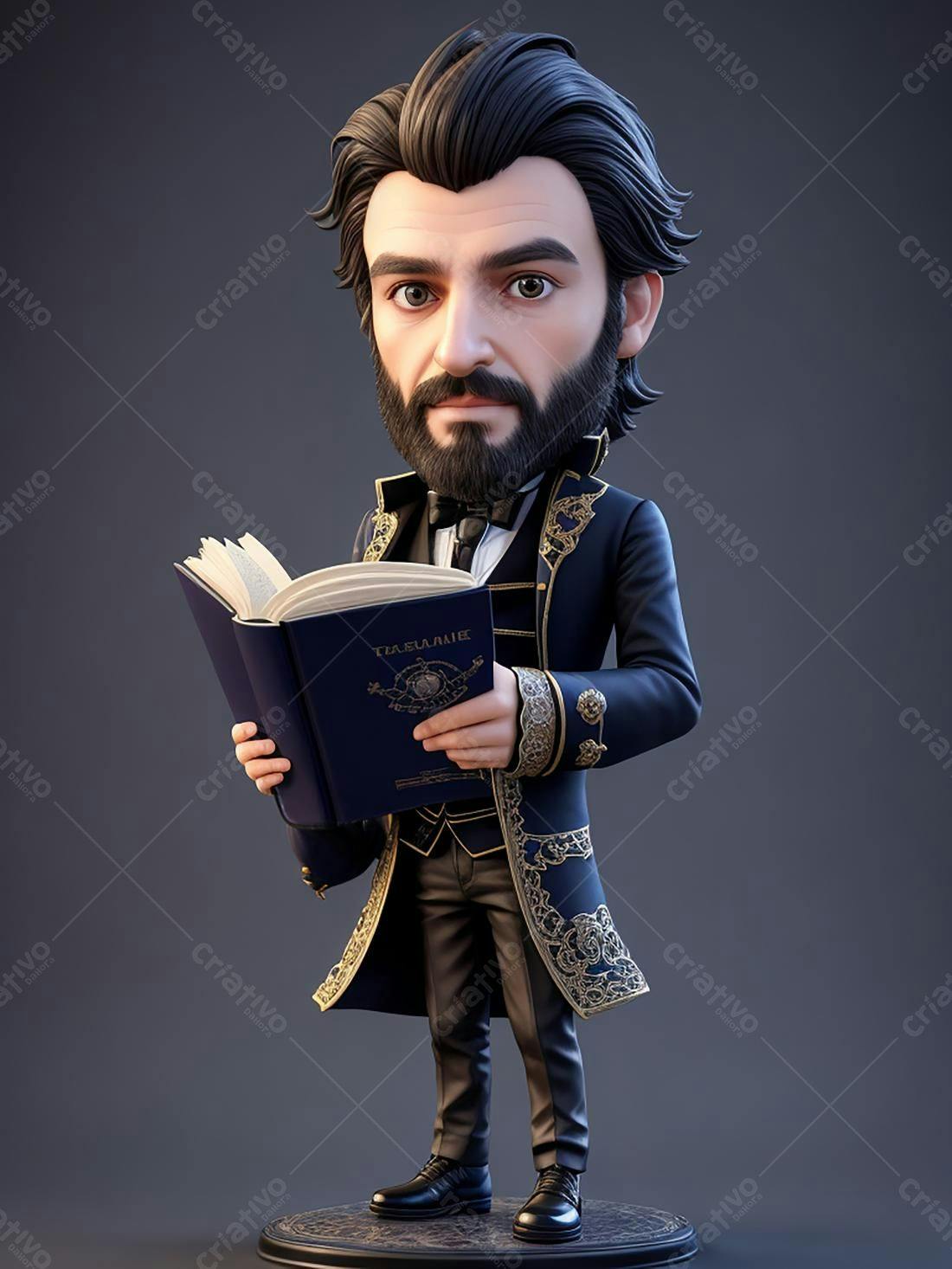 Professor com livro e traje elegante