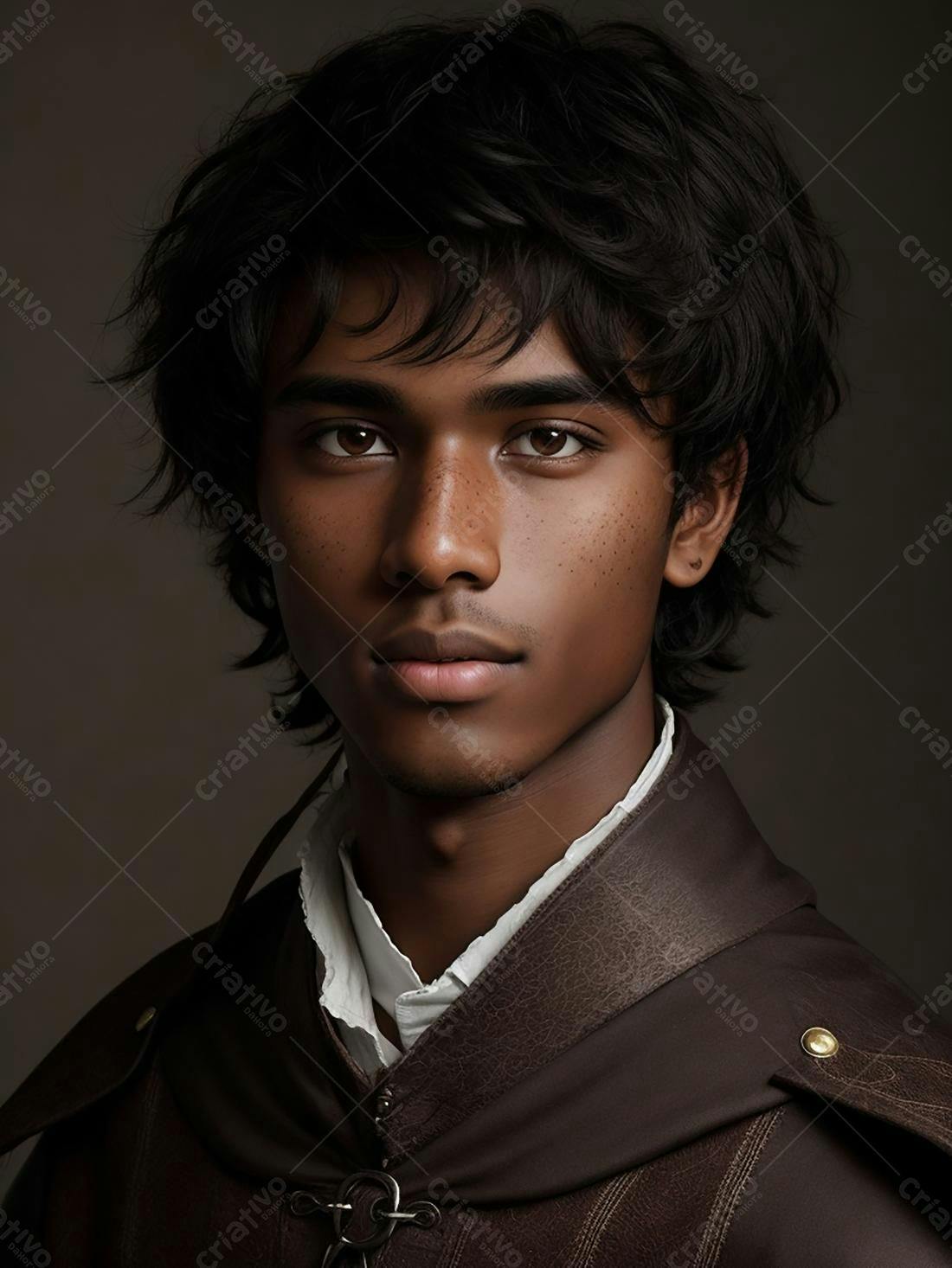 Homem jovem com sardas pele morena retrato