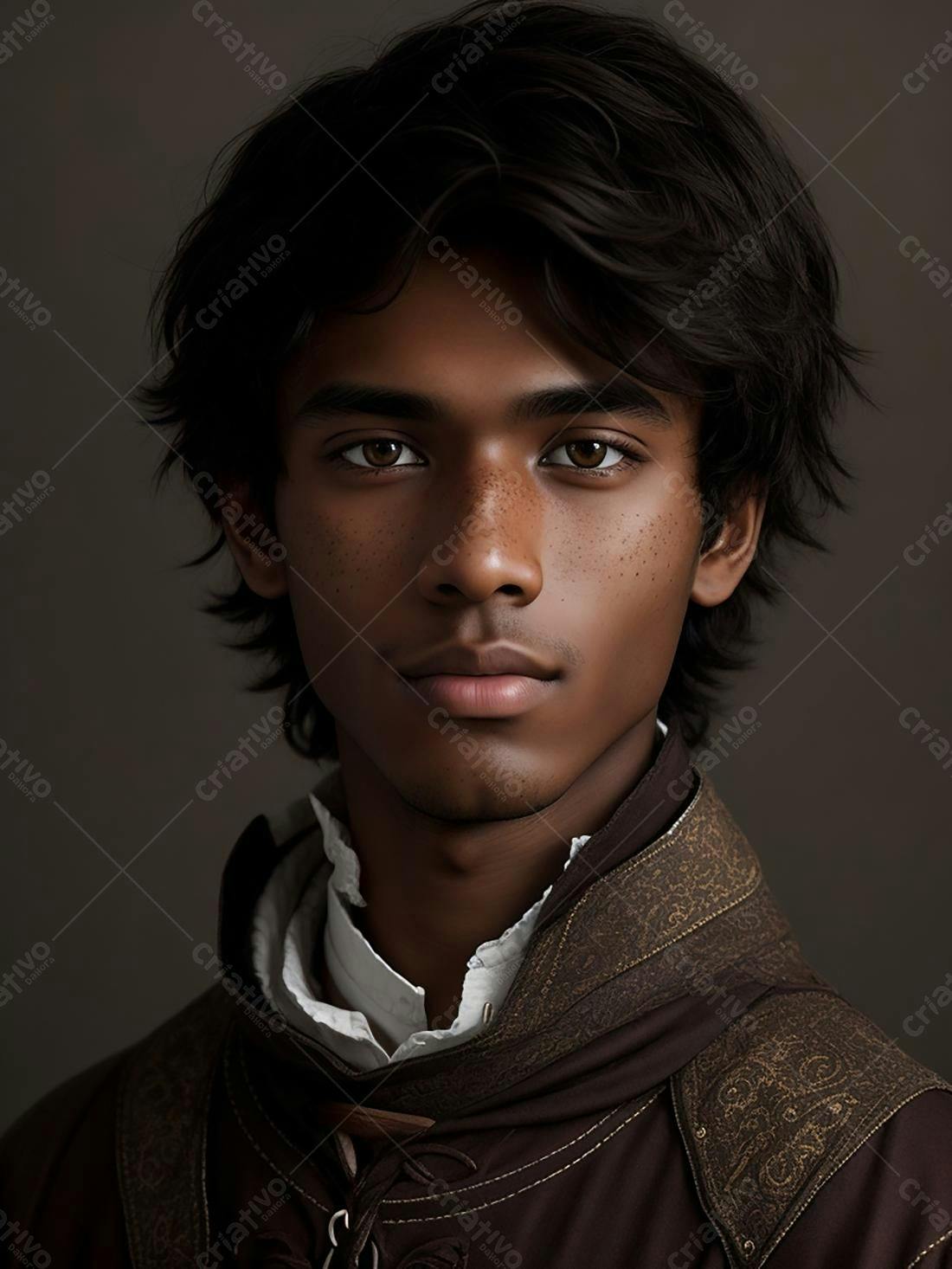 Retrato jovem homem pele morena