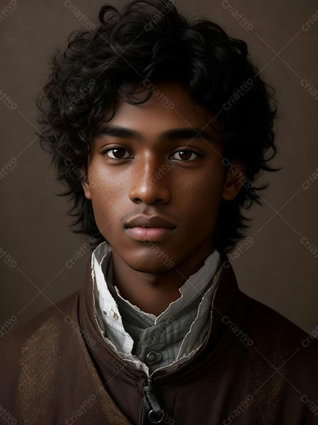 Homem jovem com cabelo cacheado e sardas