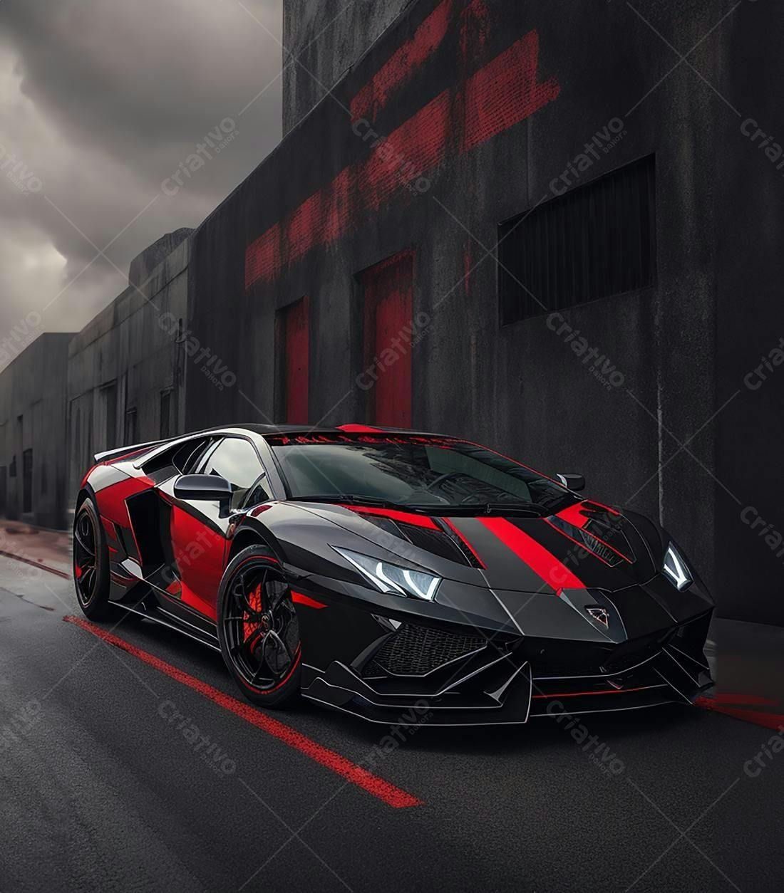 Lamborghini Aventador Preto e Vermelho em Beco