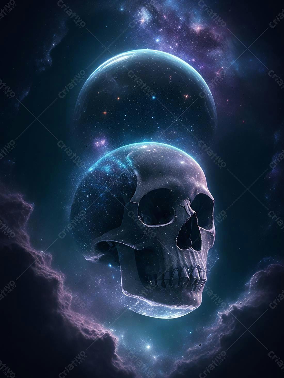 Crânio Estelar em Nebulosa Cósmica