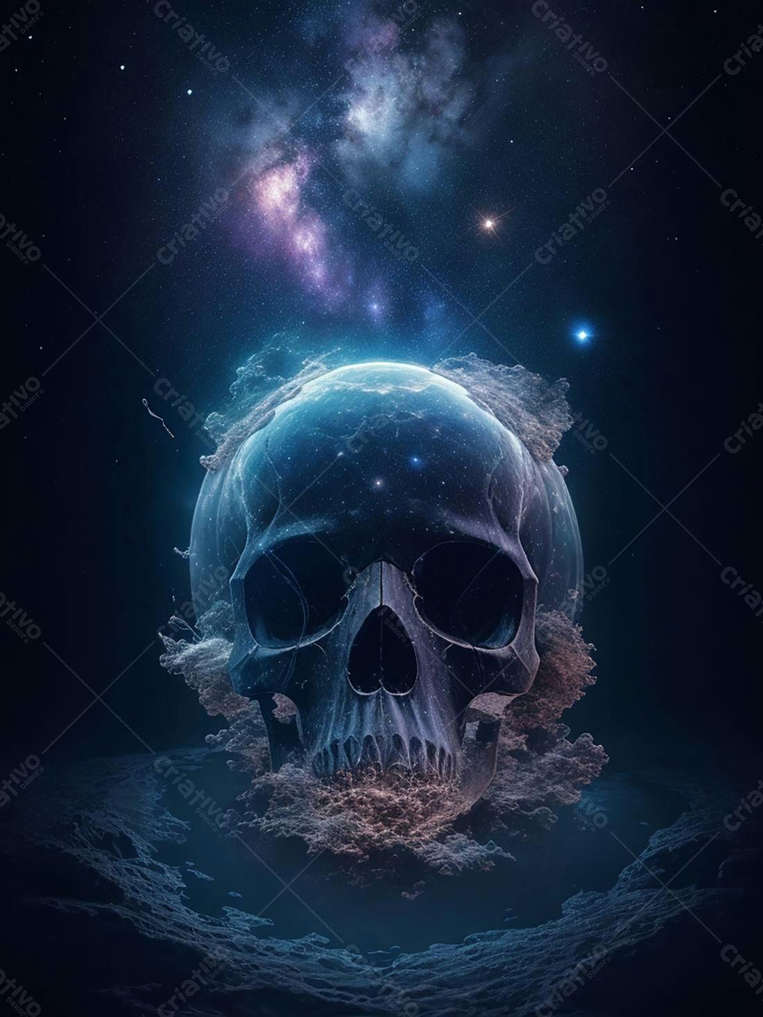 Crânio Estelar em Nebulosa Azul