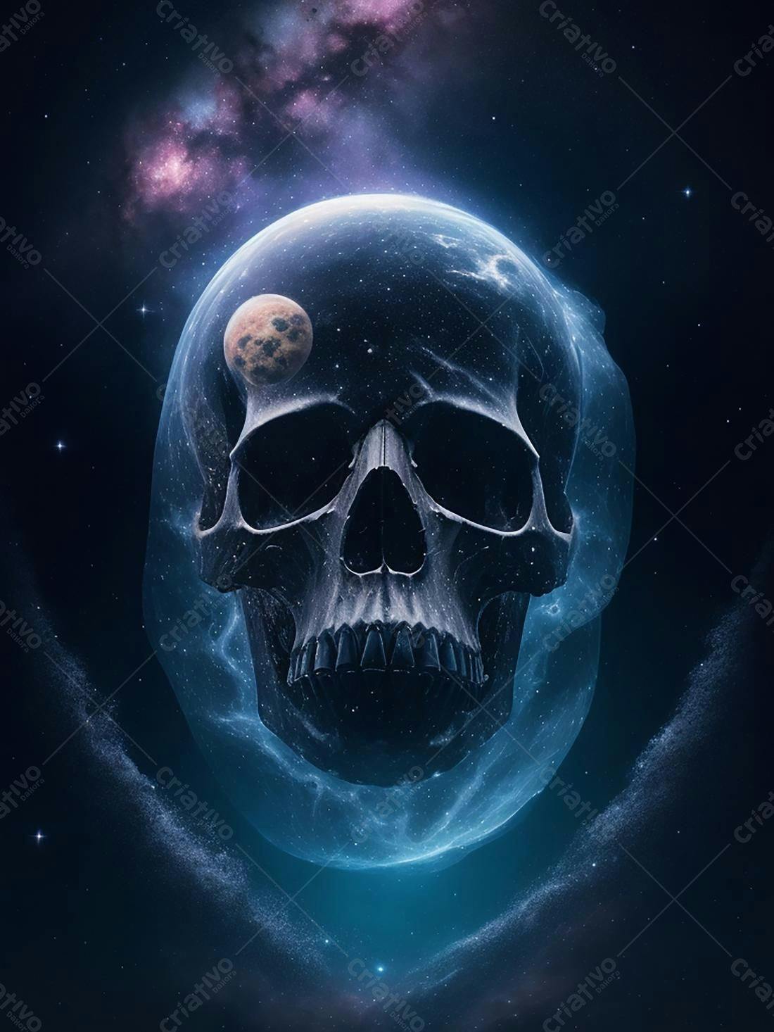 Crânio em Orbe Espacial