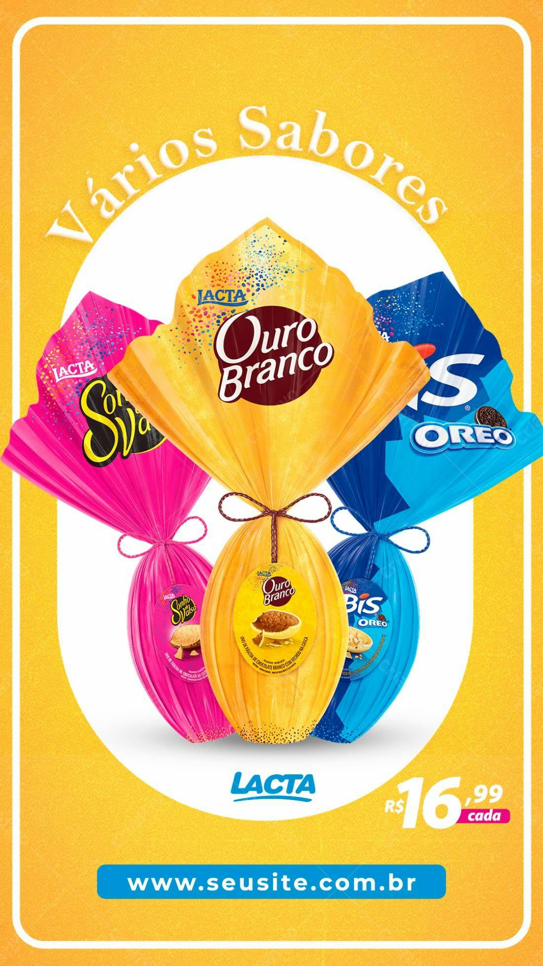 Flyer Páscoa Ovos de Chocolate Lacta PSD Editável