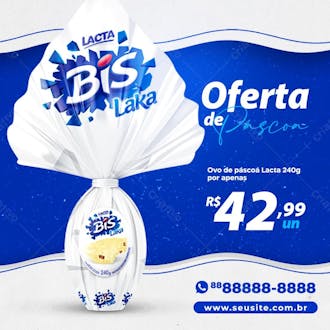 Ofertas de páscoa ovos de páscoa lacta social media psd editável