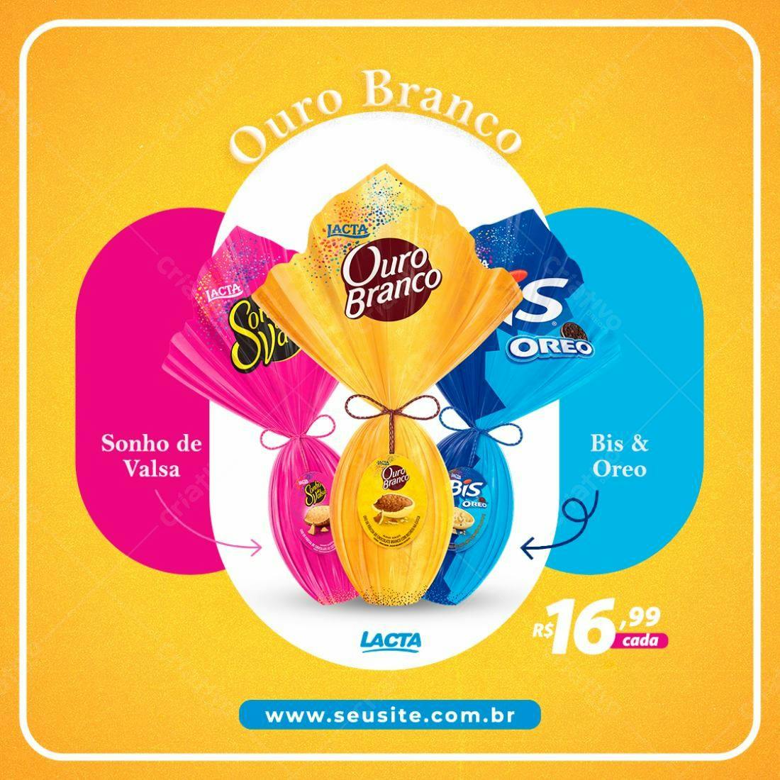 Flyer Páscoa Ovos de Chocolate Lacta PSD Editável