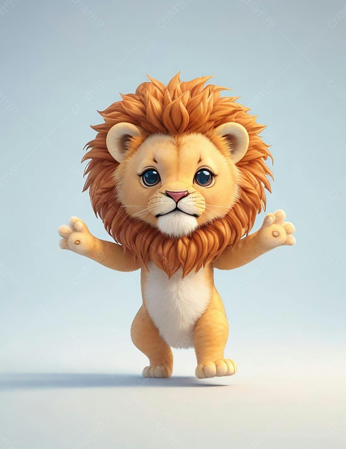 Leãozinho fofo em pose animada