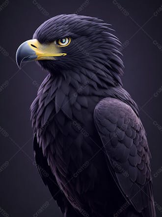 Majestosa ave de rapina preta ou águia observando