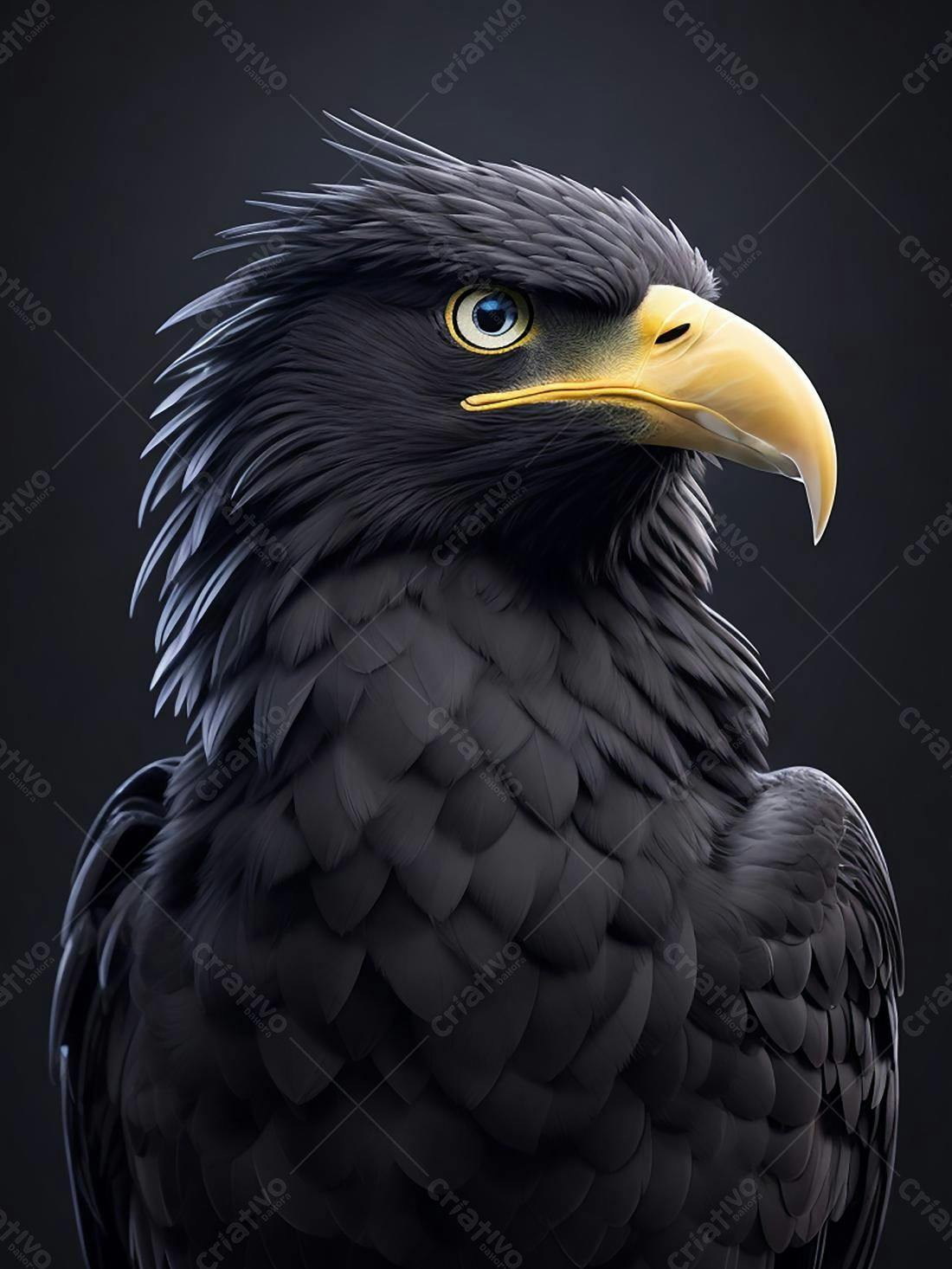 Águia Negra Olho Amarelo Perfil