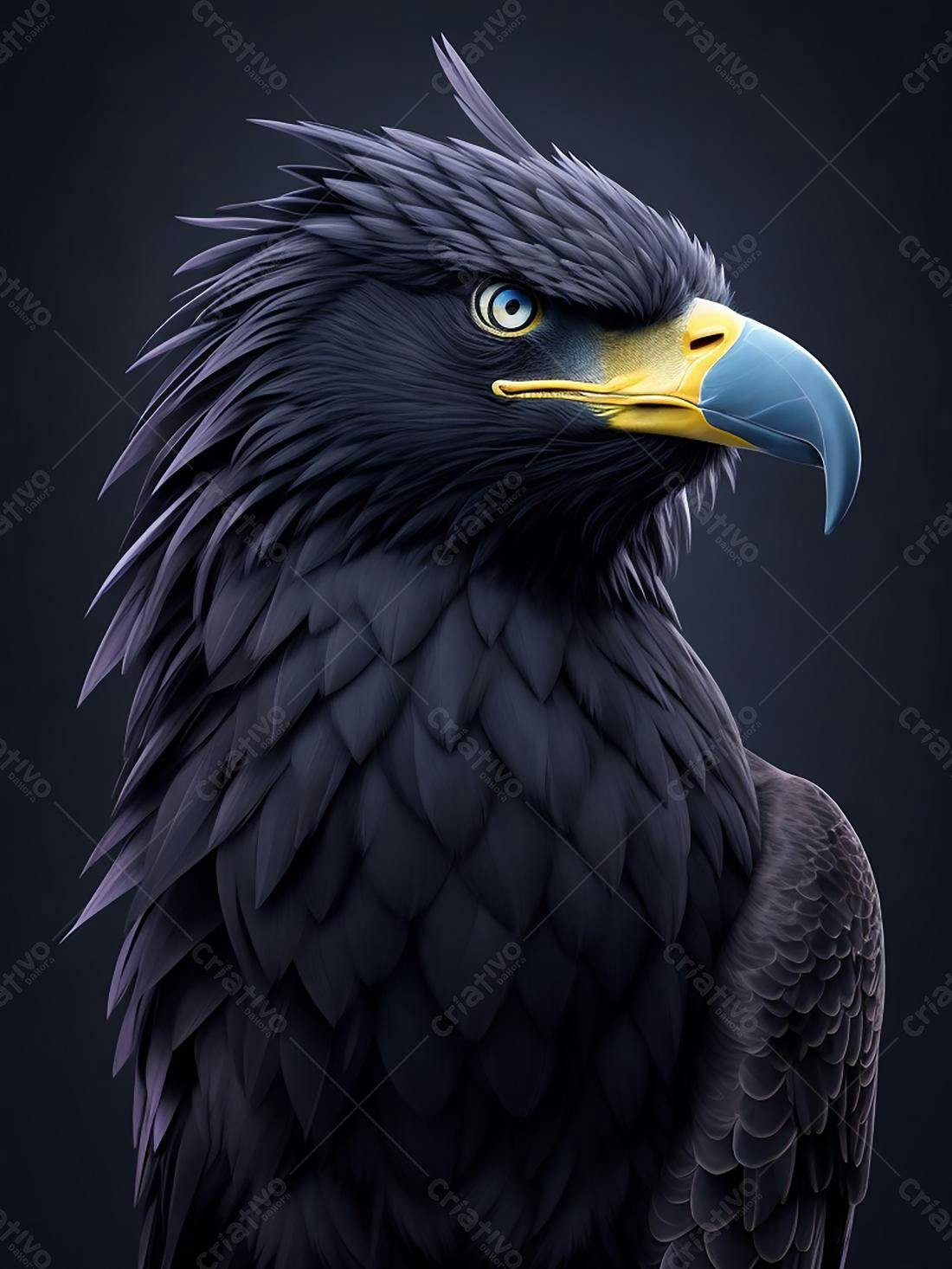 Águia Negra Retrato Perfil