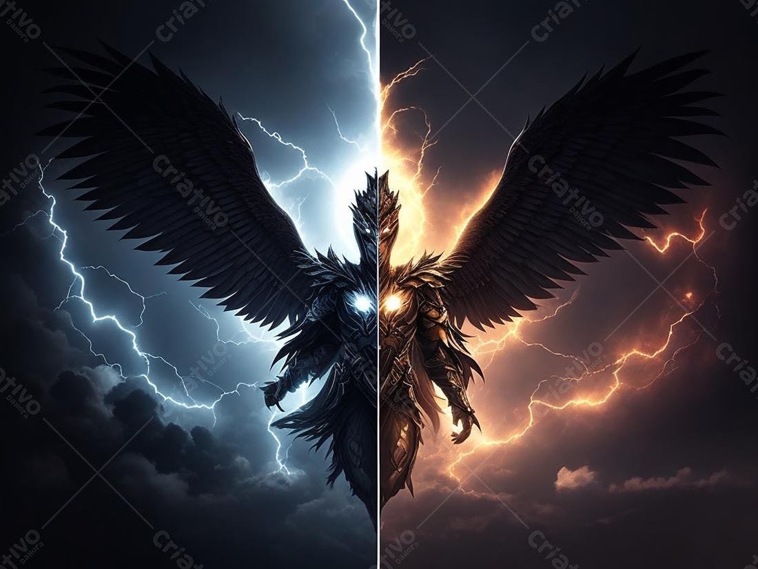 Anjo Guerreiro Luz e Trevas Fantasia