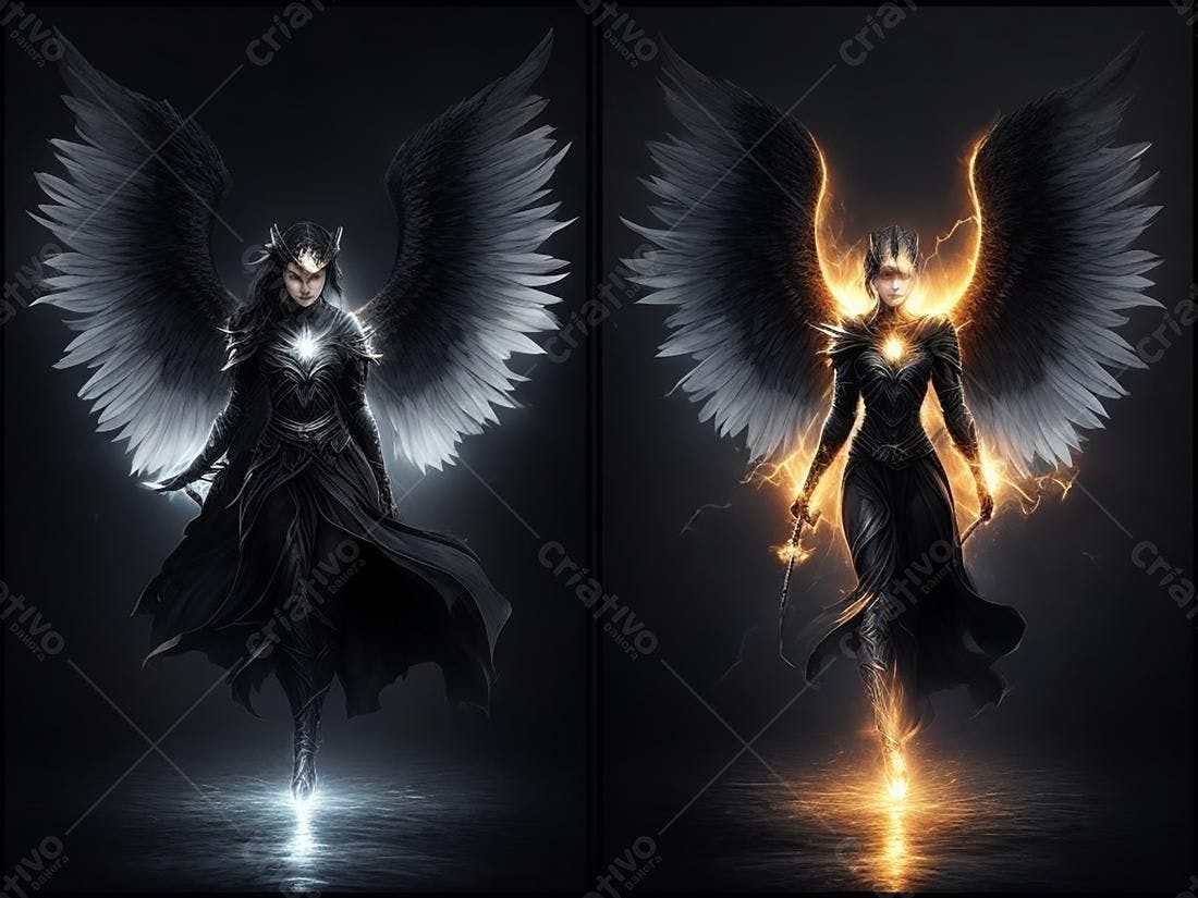 Anjo Guerreiro Luz e Trevas Fantasia