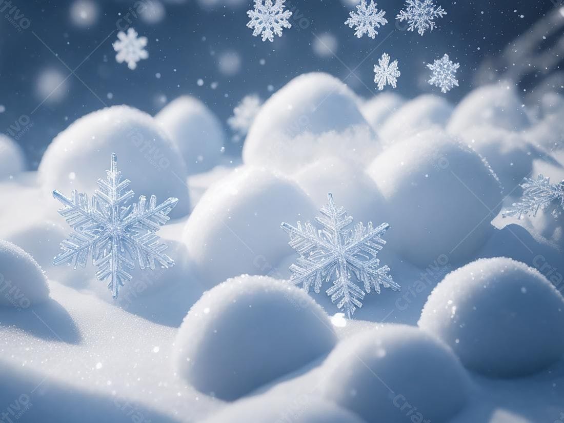 Flocos de neve em cenário invernal