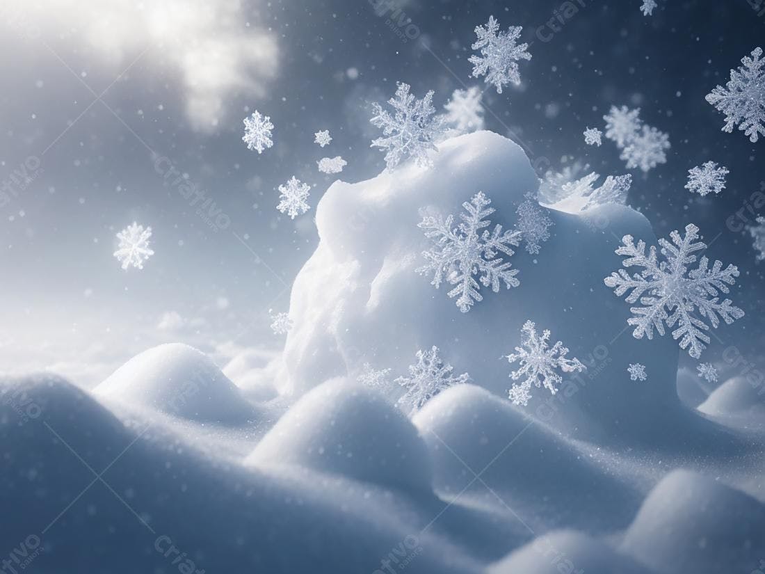 Flocos de Neve em Paisagem Invernal