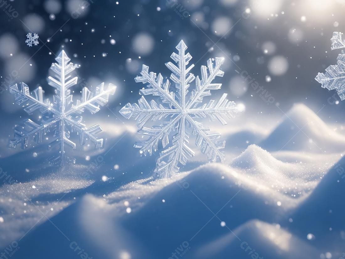 Flocos de Neve em Paisagem Invernal