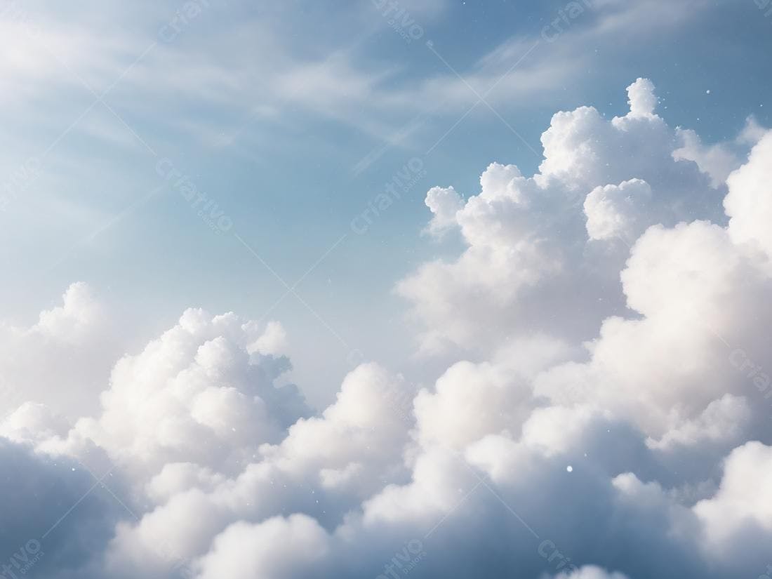Nuvens brancas e céu azul claro