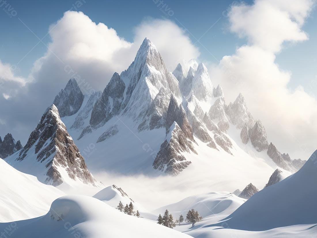 Montanhas nevadas imponentes paisagem invernal