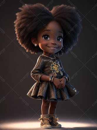 Uma menina negra, criança feliz, dia das crianças