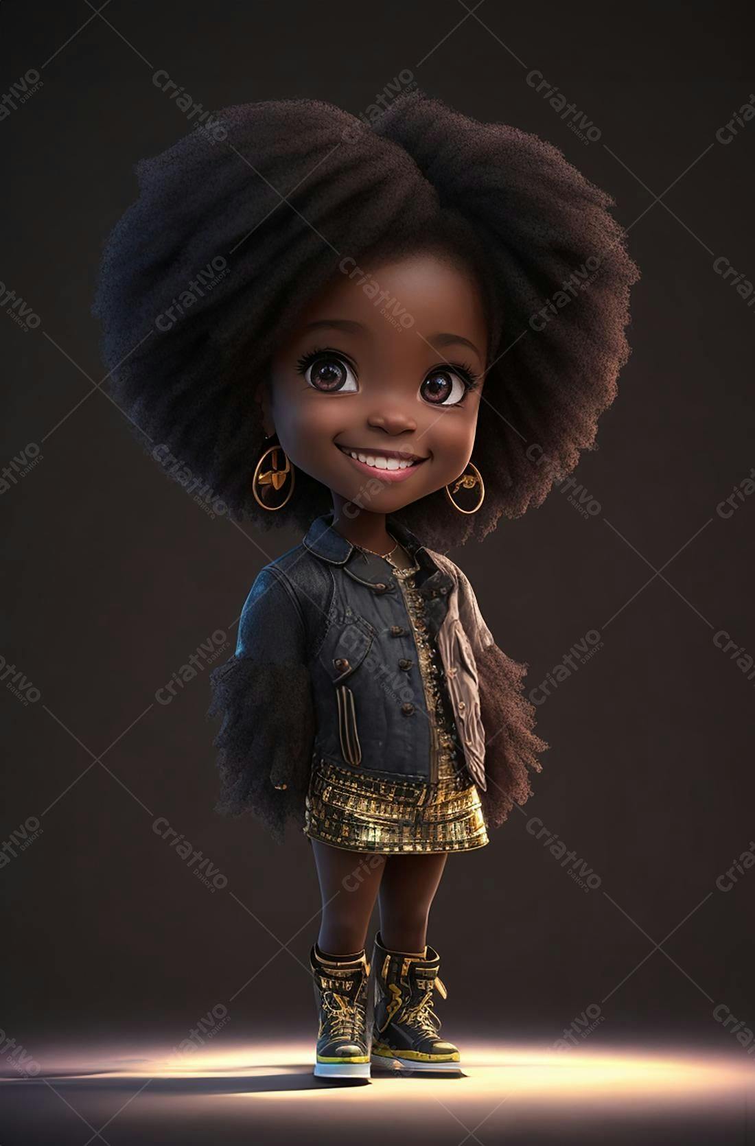 Menina negra estiloso com cabelo afro