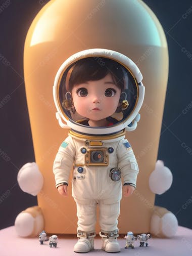 Uma menina astronauta, criança feliz, dia das crianças