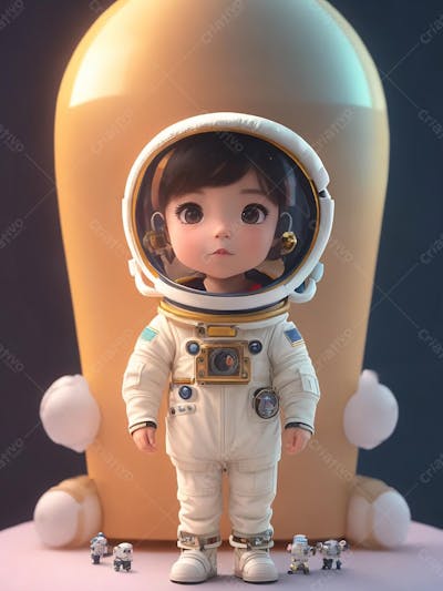 Uma menina astronauta, criança feliz, dia das crianças