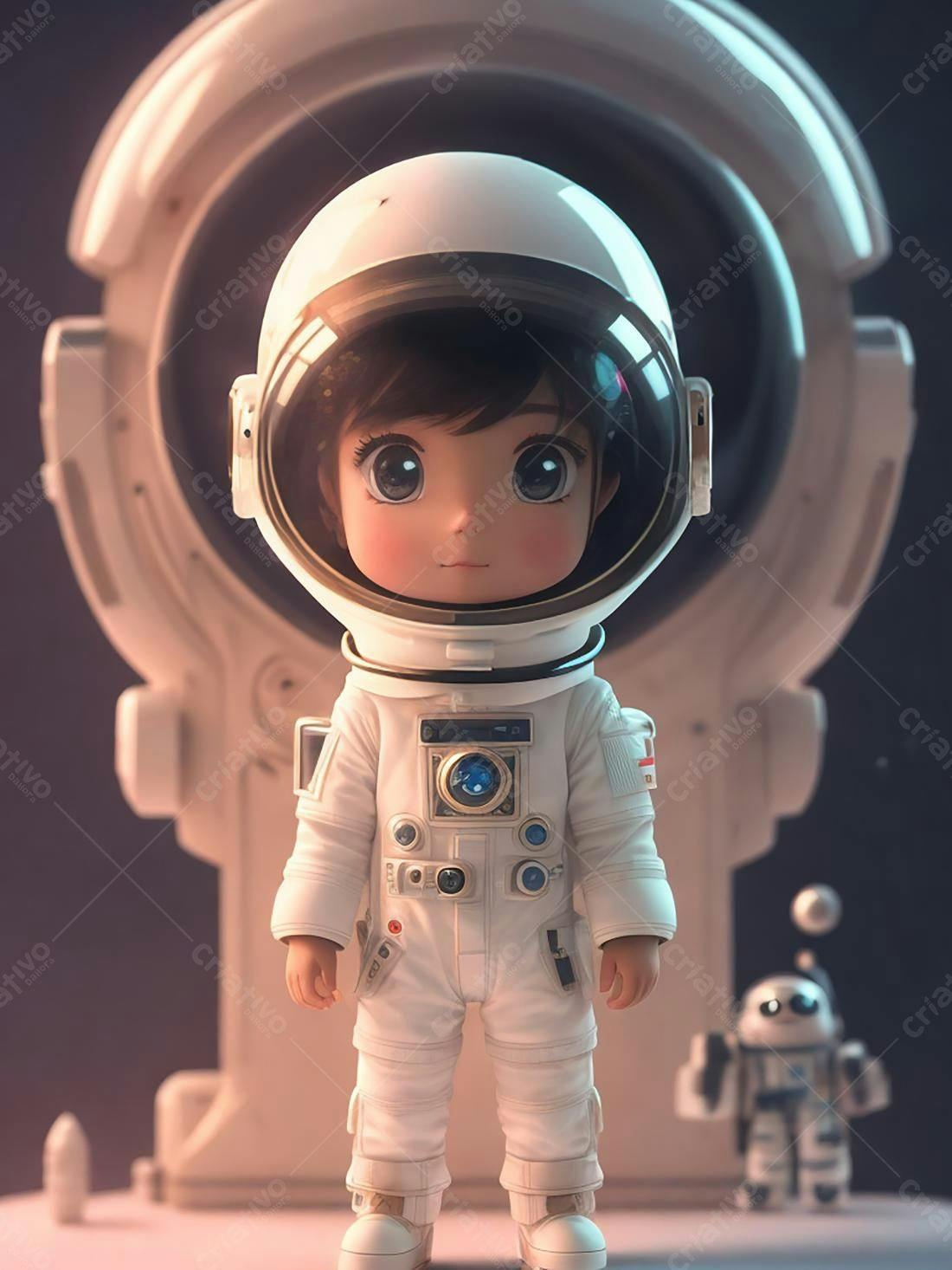 Astronauta mirim em traje espacial branco