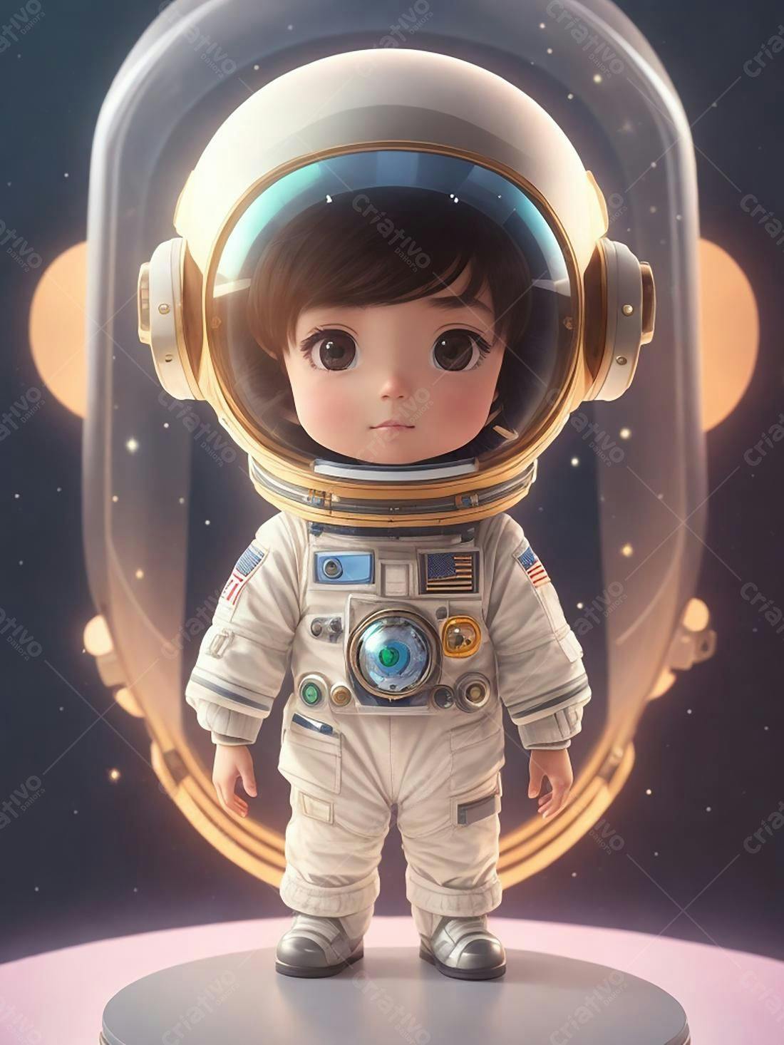 Criança astronauta em traje espacial