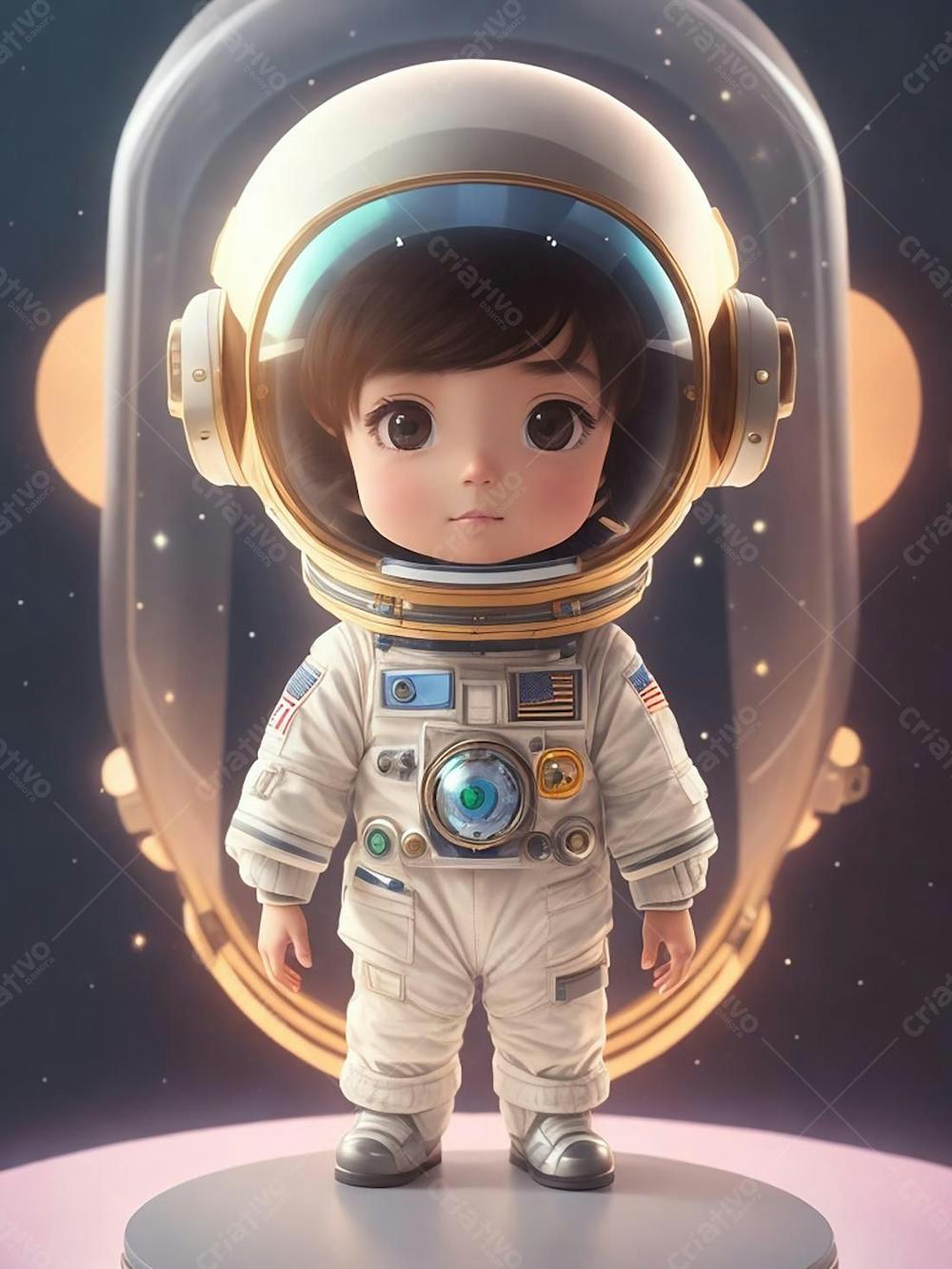 Uma menina astronauta, criança feliz, dia das crianças