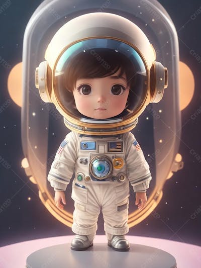 Uma menina astronauta, criança feliz, dia das crianças