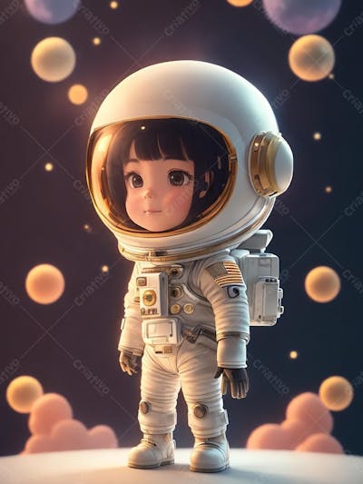 Uma menina astronauta, criança feliz, dia das crianças