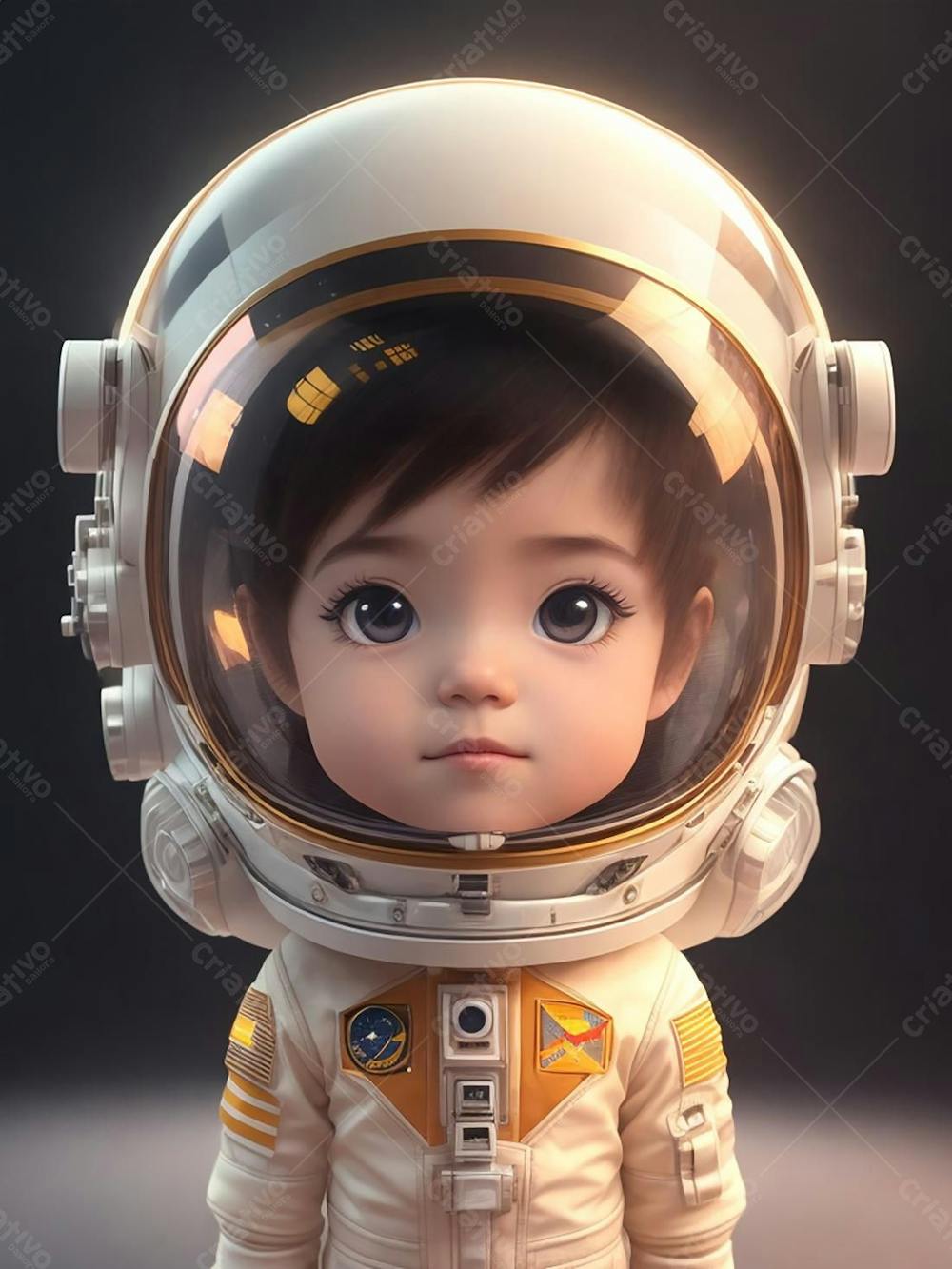 Uma menina astronauta, criança feliz, dia das crianças